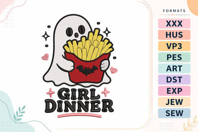 Ghost Fries Embroidery Design | Cute Halloween Ghost Embroidery/Applique DESIGNS sg embroidery 