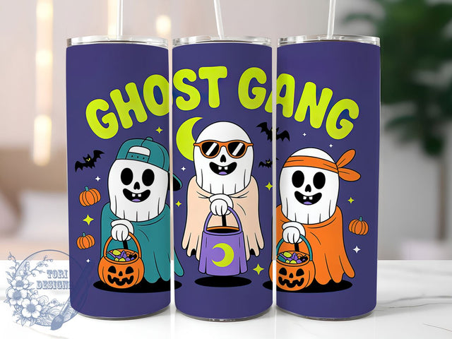 Ghost Gang Spooky Halloween Tumbler, Halloween Ghost Wrap, Spooky Tumbler Design, Cute Ghost Cup, 20Oz Sublimation Wrap, Haunted Season Drinkware, Trick Or Treat Tumbler Sublimation ToriDesigns 