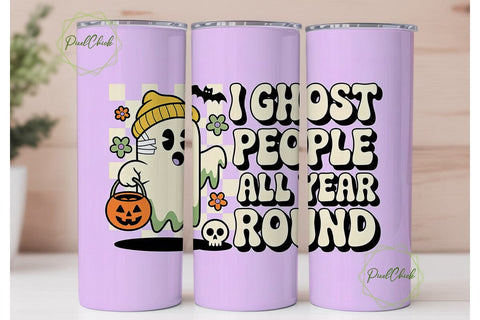 Ghost Halloween 20oz Tumbler Wrap Sublimation PixelChick 