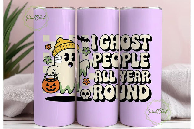 Ghost Halloween 20oz Tumbler Wrap Sublimation PixelChick 