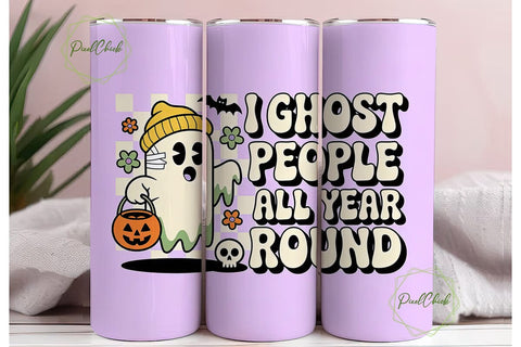 Ghost Halloween 20oz Tumbler Wrap Sublimation PixelChick 