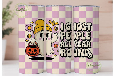 Ghost Halloween 20oz Tumbler Wrap Sublimation PixelChick 