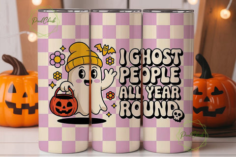 Ghost Halloween 20oz Tumbler Wrap Sublimation PixelChick 
