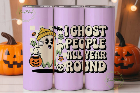 Ghost Halloween 20oz Tumbler Wrap Sublimation PixelChick 