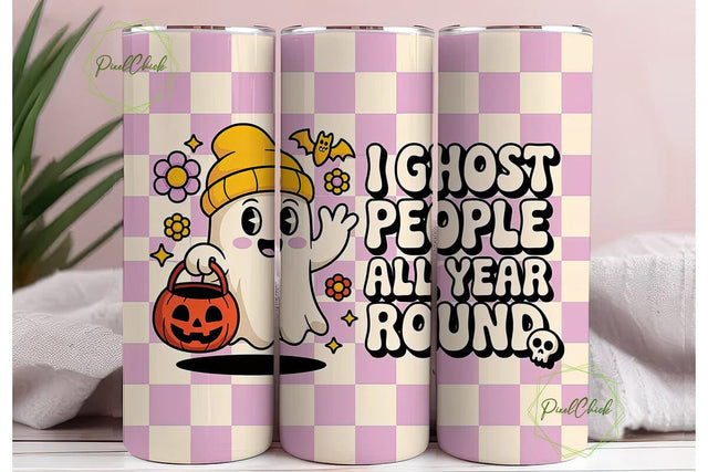 Ghost Halloween 20oz Tumbler Wrap Sublimation PixelChick 