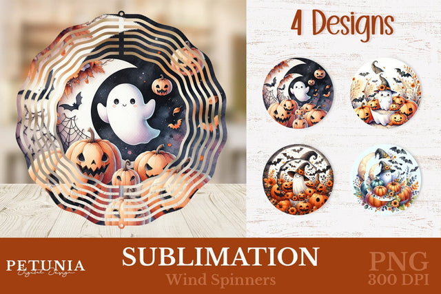 Ghost Halloween Wind Spinner | Wind Spinner Sublimation PNG Sublimation Petunia Digital Design 