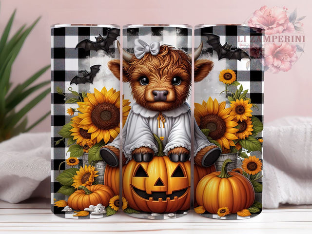 Ghost Highland Cow 20oz Tumbler Wrap PNG, Halloween Highland Cow Tumbler PNG Sublimation Design, Straight & Tapered Tumbler Wrap, Instant Digital Download Sublimation Li Zamperini 