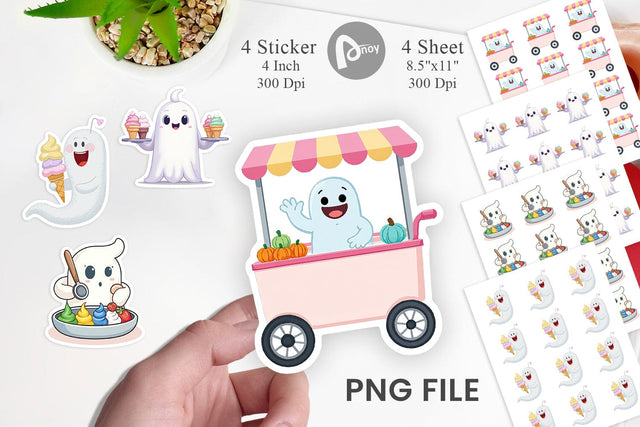 Ghost Ice Cream Sticker Sublimation artnoy 