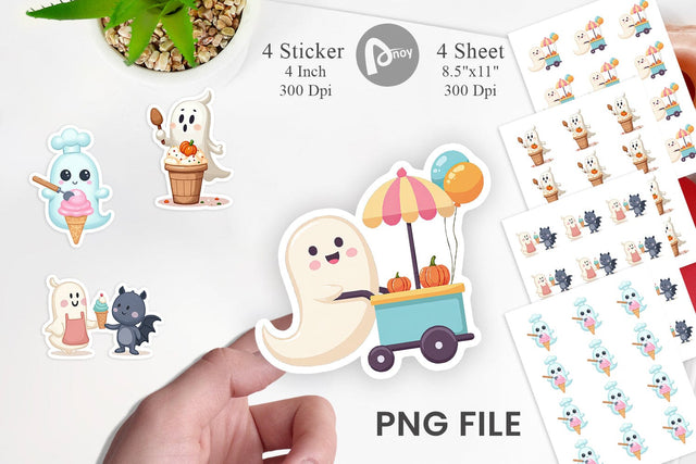 Ghost Ice Cream Sticker Sublimation artnoy 