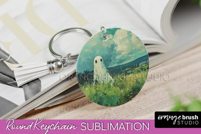Ghost Keychain - Vintage Halloween Keychain Sublimation Sublimation OrangeBrushStudio 