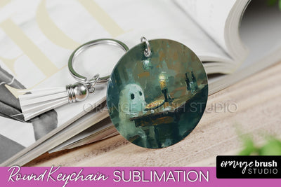 Ghost Keychain - Vintage Halloween Keychain Sublimation Sublimation OrangeBrushStudio 