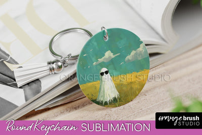 Ghost Keychain - Vintage Halloween Keychain Sublimation Sublimation OrangeBrushStudio 