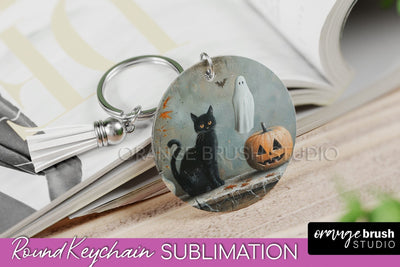 Ghost Keychain - Vintage Halloween Keychain Sublimation Sublimation OrangeBrushStudio 