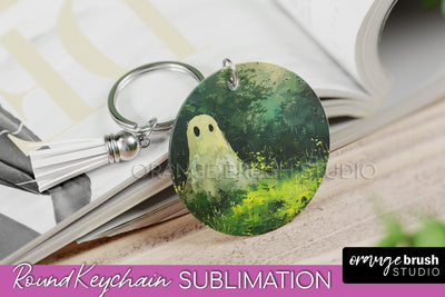 Ghost Keychain - Vintage Halloween Keychain Sublimation Sublimation OrangeBrushStudio 