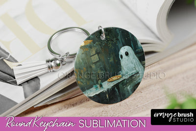 Ghost Keychain - Vintage Halloween Keychain Sublimation Sublimation OrangeBrushStudio 
