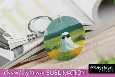 Ghost Keychain - Vintage Halloween Keychain Sublimation Sublimation OrangeBrushStudio 