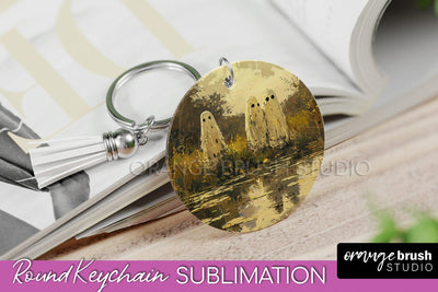 Ghost Keychain - Vintage Halloween Keychain Sublimation Sublimation OrangeBrushStudio 