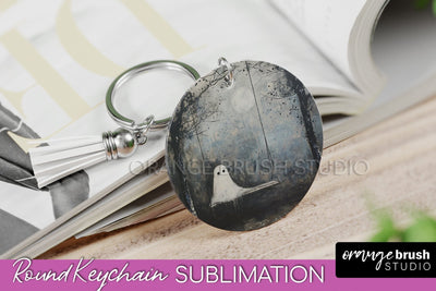 Ghost Keychain - Vintage Halloween Keychain Sublimation Sublimation OrangeBrushStudio 