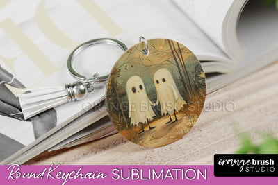 Ghost Keychain - Vintage Halloween Keychain Sublimation Sublimation OrangeBrushStudio 