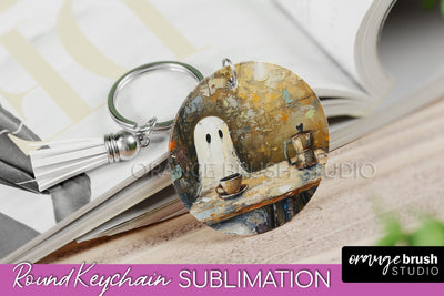 Ghost Keychain - Vintage Halloween Keychain Sublimation Sublimation OrangeBrushStudio 