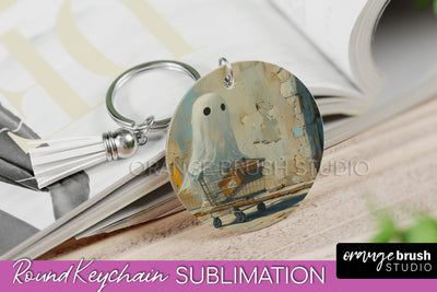 Ghost Keychain - Vintage Halloween Keychain Sublimation Sublimation OrangeBrushStudio 