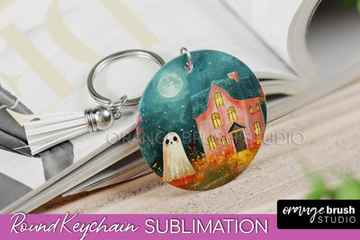 Ghost Keychain - Vintage Halloween Keychain Sublimation Sublimation OrangeBrushStudio 