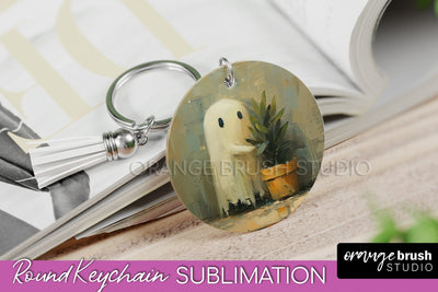 Ghost Keychain - Vintage Halloween Keychain Sublimation Sublimation OrangeBrushStudio 