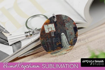 Ghost Keychain - Vintage Halloween Keychain Sublimation Sublimation OrangeBrushStudio 