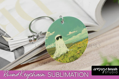 Ghost Keychain - Vintage Halloween Keychain Sublimation Sublimation OrangeBrushStudio 
