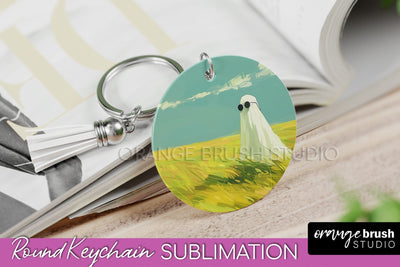 Ghost Keychain - Vintage Halloween Keychain Sublimation Sublimation OrangeBrushStudio 