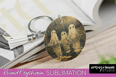 Ghost Keychain - Vintage Halloween Keychain Sublimation Sublimation OrangeBrushStudio 