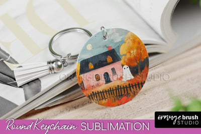 Ghost Keychain - Vintage Halloween Keychain Sublimation Sublimation OrangeBrushStudio 