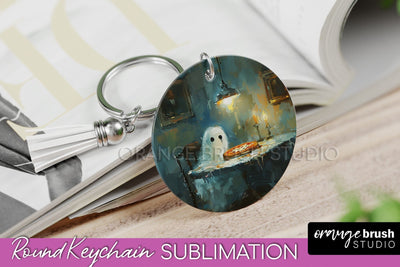 Ghost Keychain - Vintage Halloween Keychain Sublimation Sublimation OrangeBrushStudio 