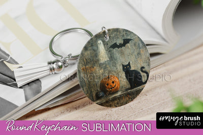 Ghost Keychain - Vintage Halloween Keychain Sublimation Sublimation OrangeBrushStudio 