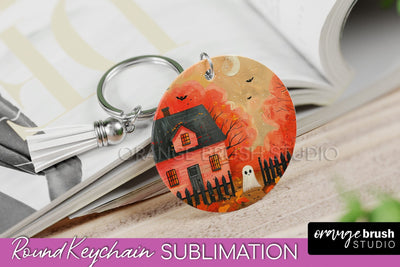 Ghost Keychain - Vintage Halloween Keychain Sublimation Sublimation OrangeBrushStudio 