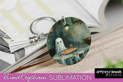 Ghost Keychain - Vintage Halloween Keychain Sublimation Sublimation OrangeBrushStudio 