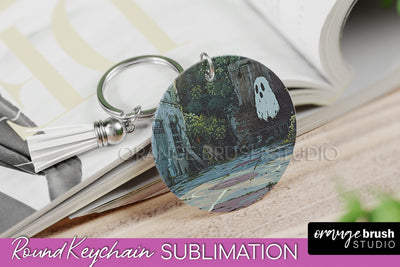 Ghost Keychain - Vintage Halloween Keychain Sublimation Sublimation OrangeBrushStudio 