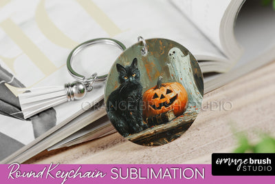 Ghost Keychain - Vintage Halloween Keychain Sublimation Sublimation OrangeBrushStudio 