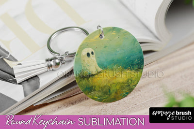 Ghost Keychain - Vintage Halloween Keychain Sublimation Sublimation OrangeBrushStudio 