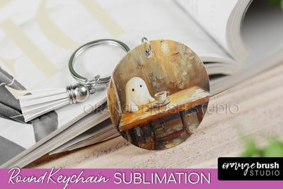 Ghost Keychain - Vintage Halloween Keychain Sublimation Sublimation OrangeBrushStudio 