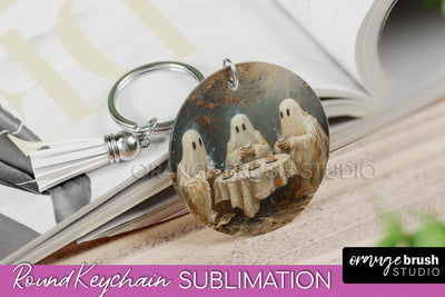 Ghost Keychain - Vintage Halloween Keychain Sublimation Sublimation OrangeBrushStudio 