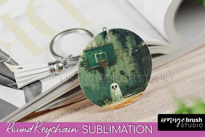 Ghost Keychain - Vintage Halloween Keychain Sublimation Sublimation OrangeBrushStudio 