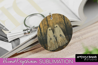 Ghost Keychain - Vintage Halloween Keychain Sublimation Sublimation OrangeBrushStudio 