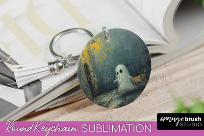 Ghost Keychain - Vintage Halloween Keychain Sublimation Sublimation OrangeBrushStudio 