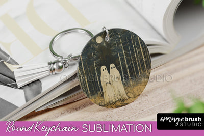 Ghost Keychain - Vintage Halloween Keychain Sublimation Sublimation OrangeBrushStudio 