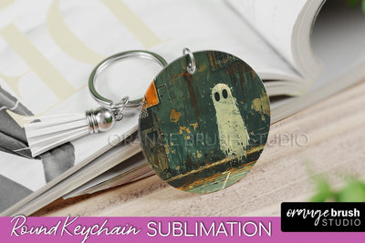 Ghost Keychain - Vintage Halloween Keychain Sublimation Sublimation OrangeBrushStudio 