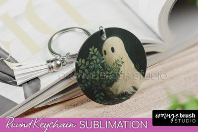 Ghost Keychain - Vintage Halloween Keychain Sublimation Sublimation OrangeBrushStudio 