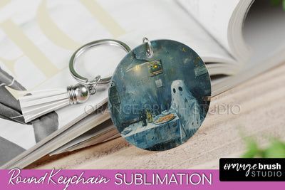 Ghost Keychain - Vintage Halloween Keychain Sublimation Sublimation OrangeBrushStudio 