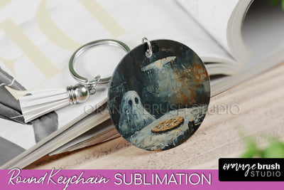 Ghost Keychain - Vintage Halloween Keychain Sublimation Sublimation OrangeBrushStudio 