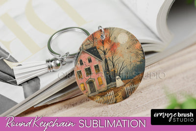 Ghost Keychain - Vintage Halloween Keychain Sublimation Sublimation OrangeBrushStudio 